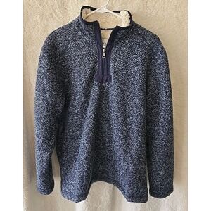 Orvis Men's 1/4 Zip Sherpa Lined Pullover Sweater Blue Size Medium Warm!